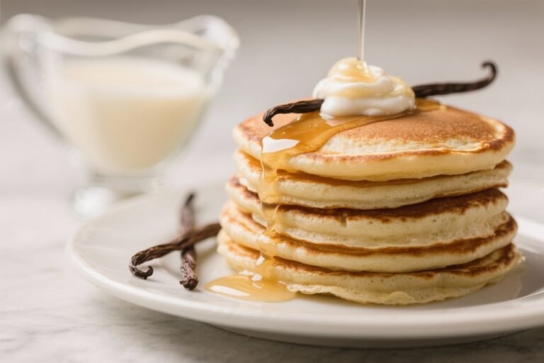 Stop Scrolling: These Eggnog Pancakes with Homemade Vanilla Syrup Taste Like Holiday Brunch Won the Lottery