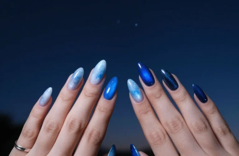 21 Blue Aura Nails That Look Like Tiny Galaxies