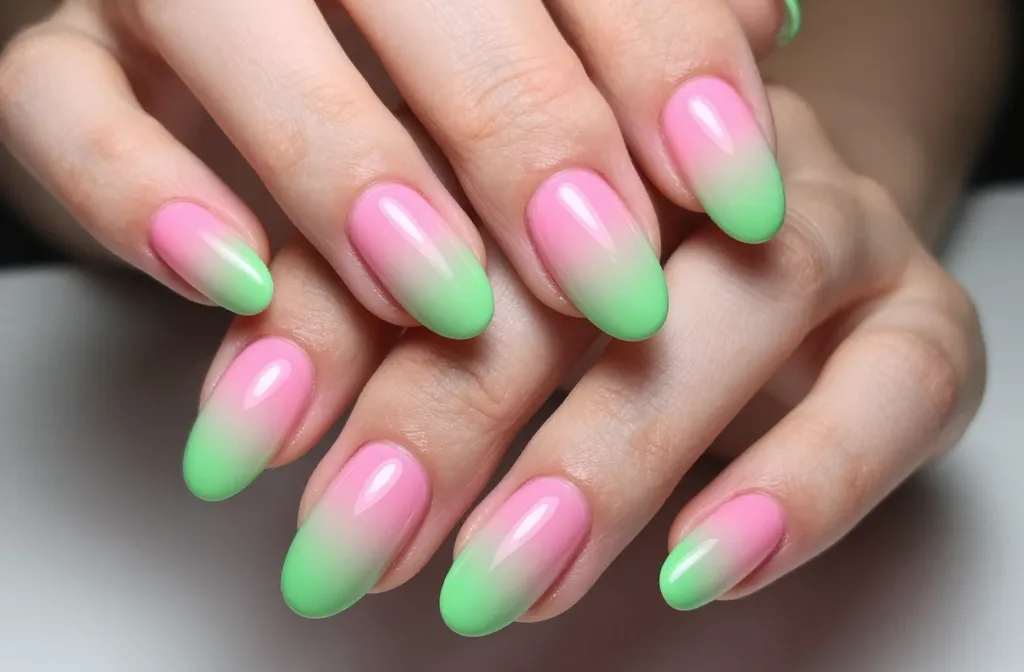 The 31 Pink and Green Ombre Nails You Need Rn