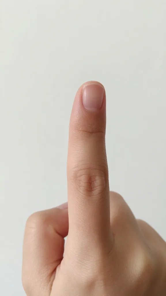 Fingers on small hand, nails creating length.