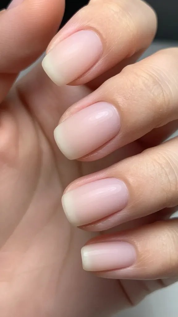 Closeup of clean, matte natural nail.