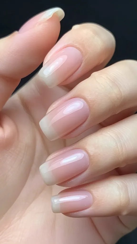 Flawless gel polished nail, closeup.