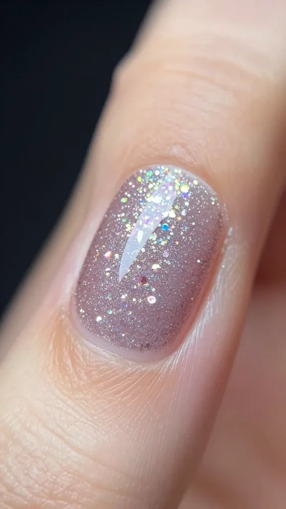 Macro shot, stubborn glitter on fingernail.