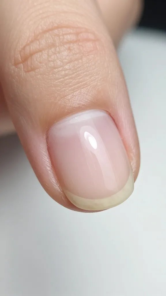 Macro shot: single natural nail with dust residue