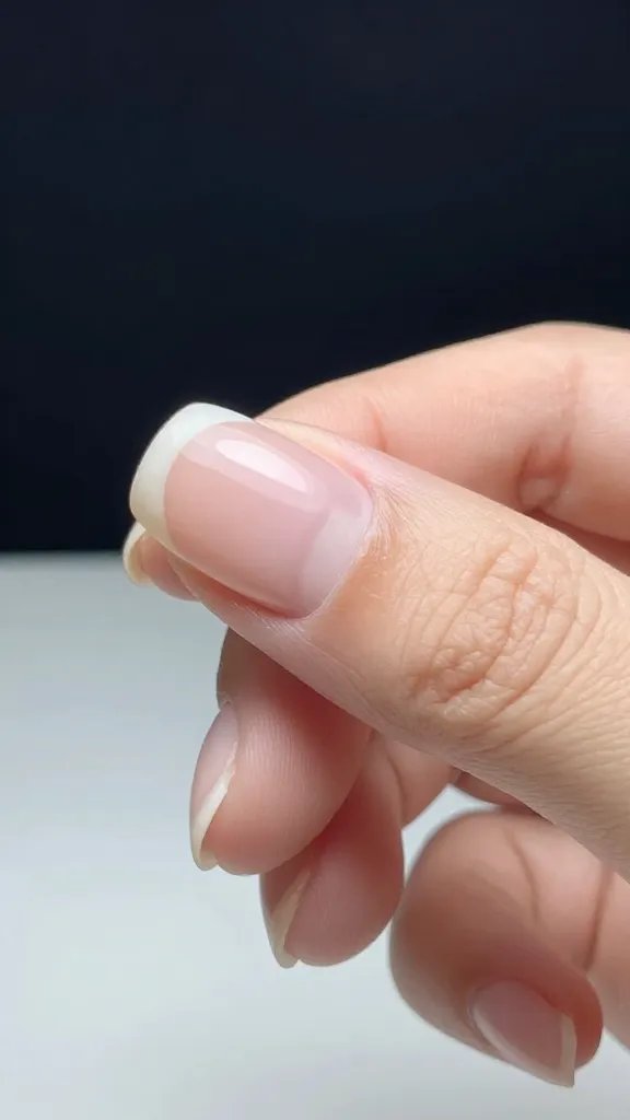 Flawless polished nail edge, closeup