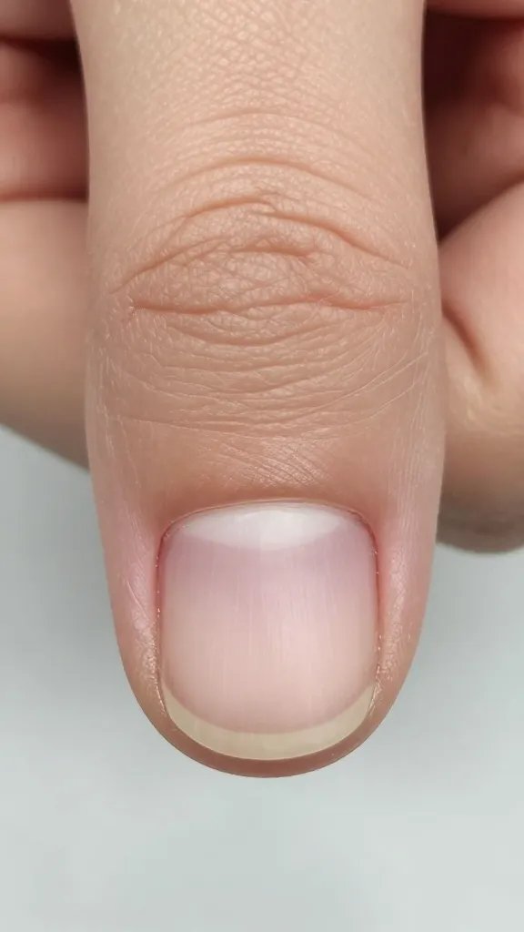 Closeup of a single healthy strong fingernail