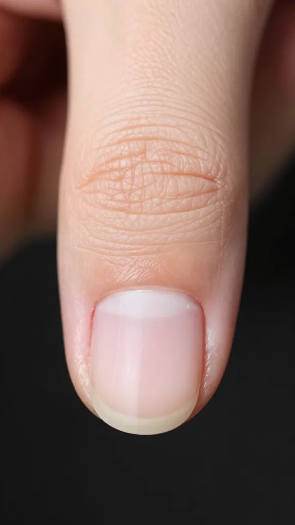 Closeup, single smooth, unpolished fingernail.