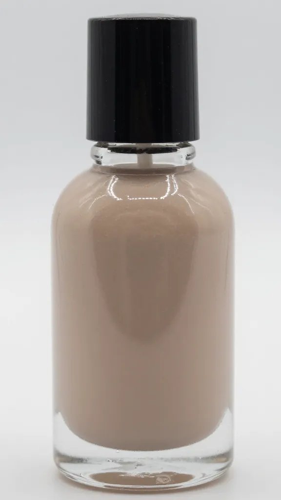 Professional closeup: single clear top coat bottle.