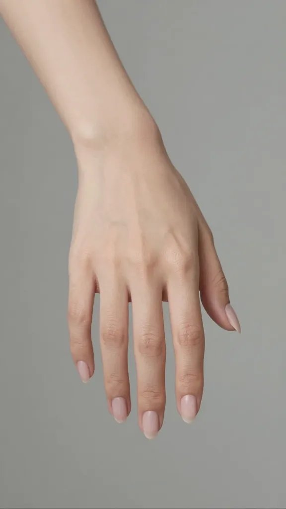 Graceful hand, delicate oval tips.