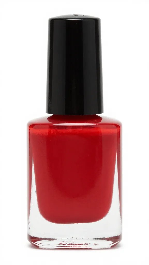 Single bottle of vibrant red nail polish.