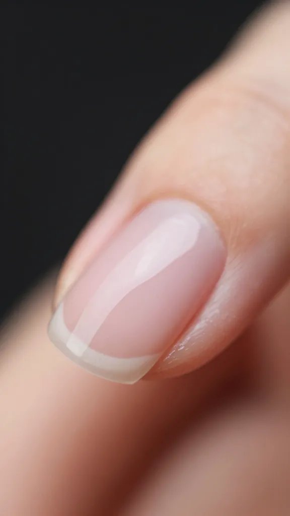 Closeup: thin nail polish coat on nail.