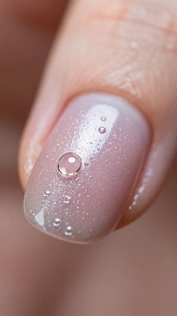 Closeup: tiny air bubbles on painted nail.