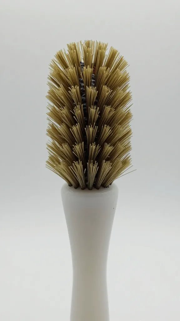 Single nail brush, bristles visible, macro