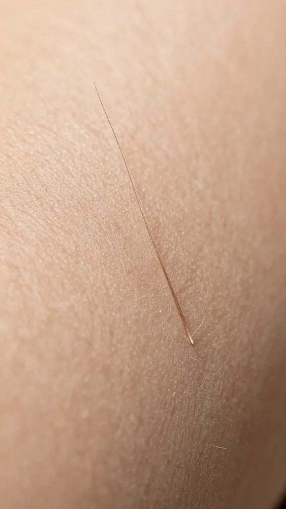 Single pet hair strand, skin texture, macro