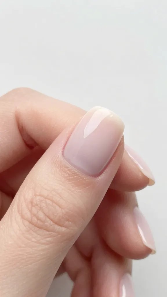 Glossy gel manicure, single nail.