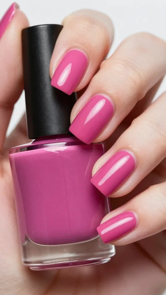 Vibrant regular polish, cured gel nail.