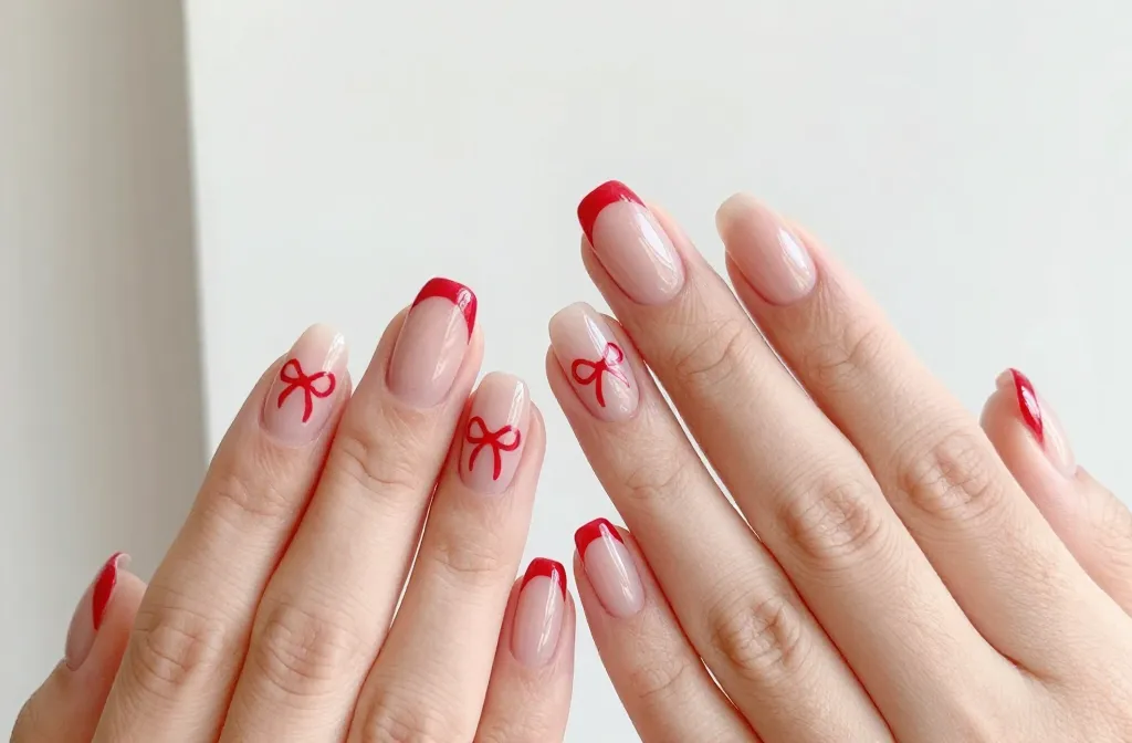 Adorably Chic 15 Red Bow Nails!