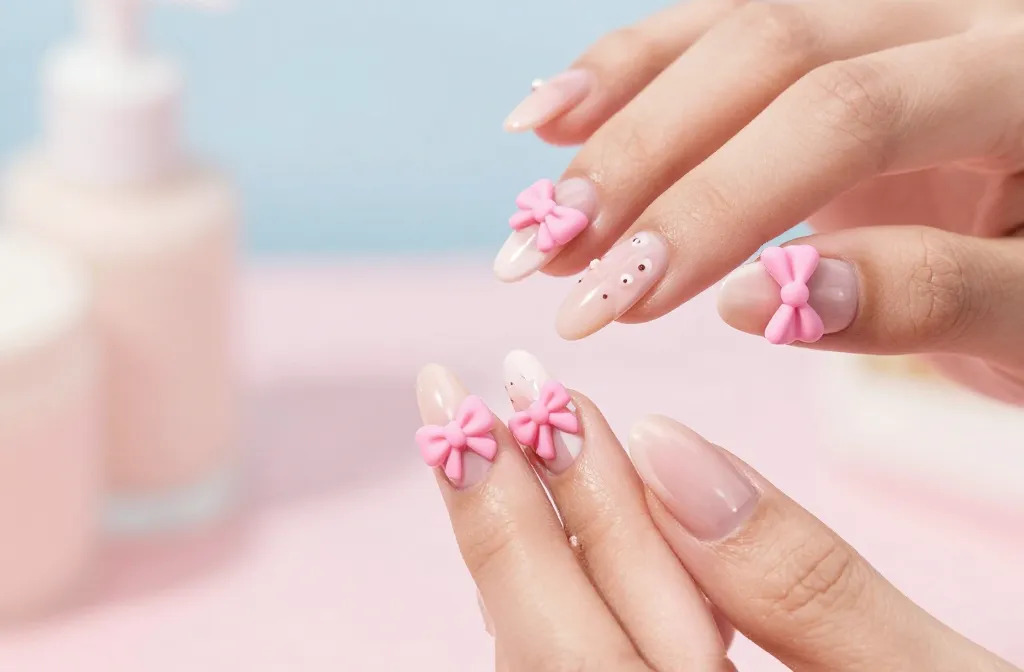 Cute & Chic 19 Pink Bow Nails