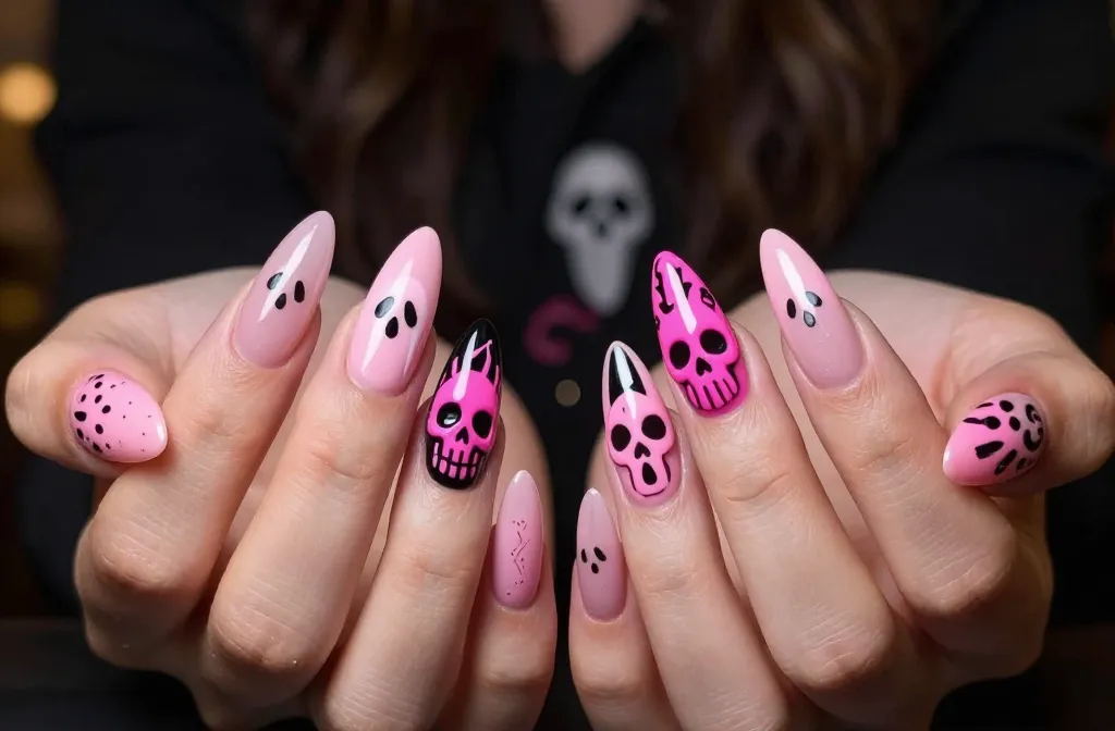 The 16 Pink Halloween Nails That Will Slay All Day!