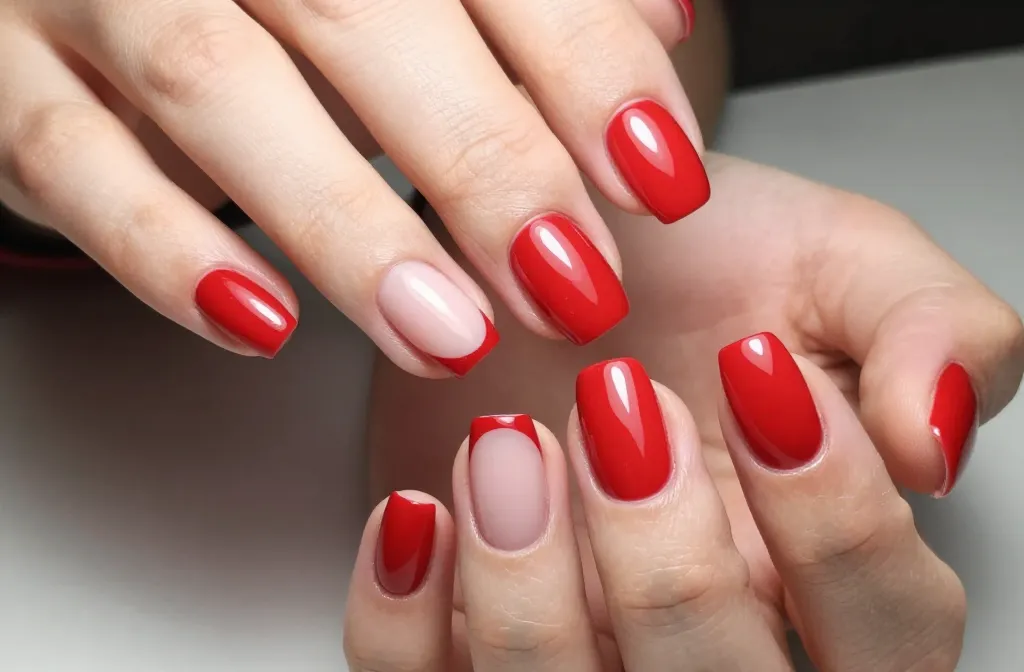 Red Hot 22 Red French Tip Nails