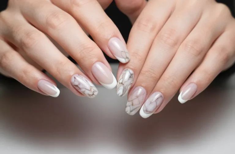 Chic & Edgy 18 Marble French Nail Design Guide