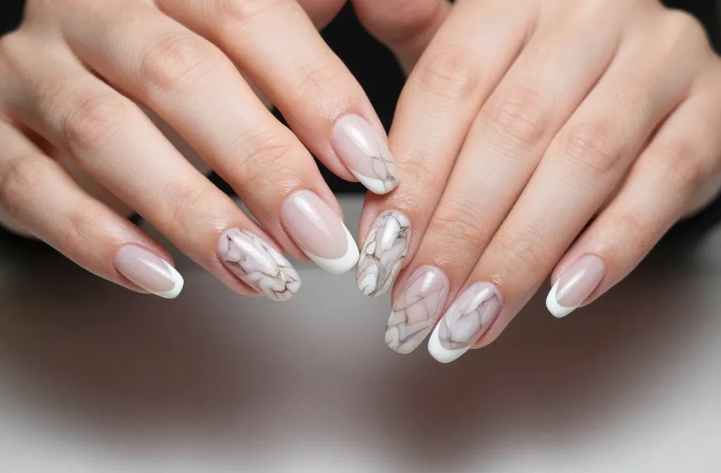 Chic & Edgy 18 Marble French Nail Design Guide